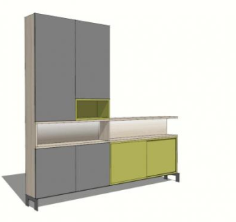 色块餐具柜SU模型下载_sketchup草图大师SKP模型