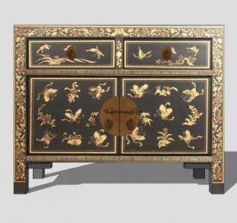 白杨木餐具柜SU模型下载_sketchup草图大师SKP模型