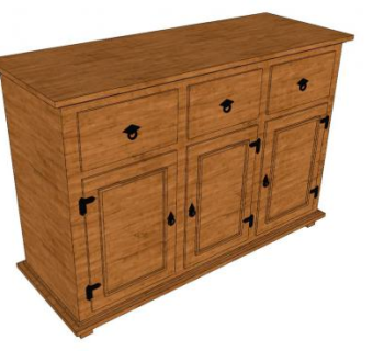 质朴的餐具柜SU模型下载_sketchup草图大师SKP模型