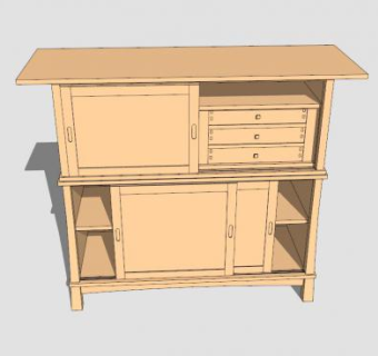 克雷诺夫风格的餐具柜SU模型下载_sketchup草图大师SKP模型