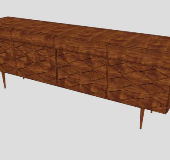 中世纪现代化餐边柜SU模型下载_sketchup草图大师SKP模型