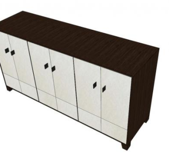 带羊皮纸门的餐具柜SU模型下载_sketchup草图大师SKP模型