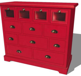 红木制餐具柜SU模型下载_sketchup草图大师SKP模型