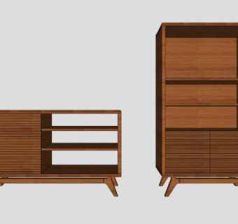 中世纪的餐边柜SU模型下载_sketchup草图大师SKP模型