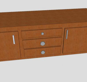 简约实木餐具柜SU模型下载_sketchup草图大师SKP模型