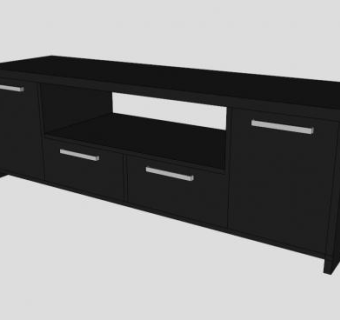 黑色现代餐具柜SU模型下载_sketchup草图大师SKP模型