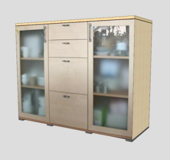玻璃餐边柜SU模型下载_sketchup草图大师SKP模型