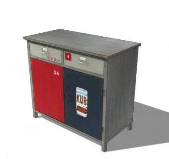 复古工业风格餐具柜SU模型下载_sketchup草图大师SKP模型