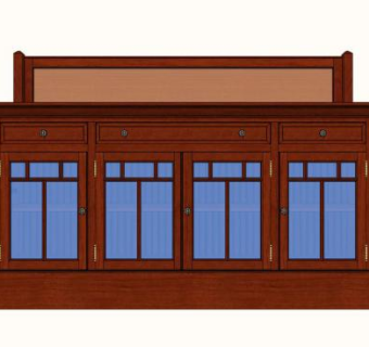 工匠餐具柜SU模型下载_sketchup草图大师SKP模型