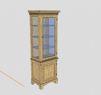 木制玻璃门餐具柜SU模型下载_sketchup草图大师SKP模型