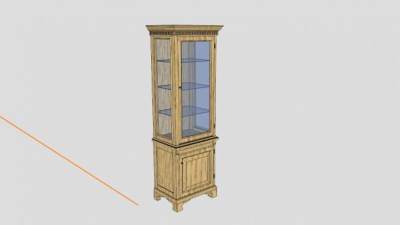 木制玻璃门餐具柜SU模型下载_sketchup草图大师SKP模型