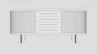 核桃椭餐具柜SU模型下载_sketchup草图大师SKP模型