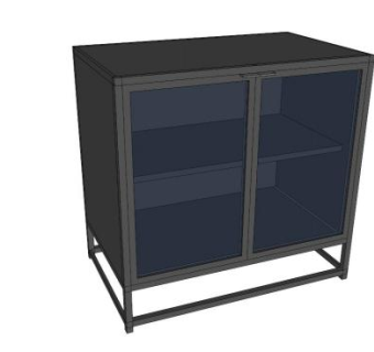 板条箱和套筒黑色小餐具柜SU模型下载_sketchup草图大师SKP模型