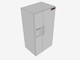 现代白色双门式冰箱SU模型下载_sketchup草图大师SKP模型