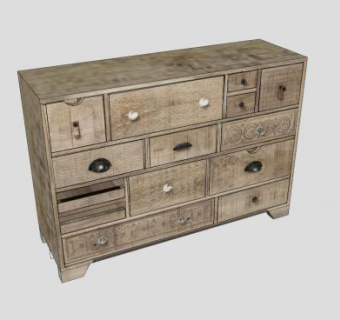 多抽屉餐边柜SU模型下载_sketchup草图大师SKP模型