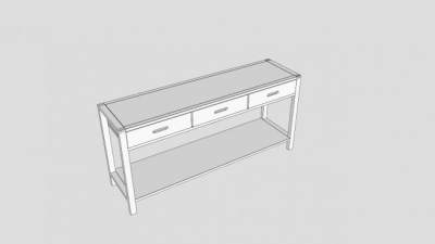 纯白色餐具柜SU模型下载_sketchup草图大师SKP模型