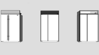 并排双开门冰箱SU模型下载_sketchup草图大师SKP模型