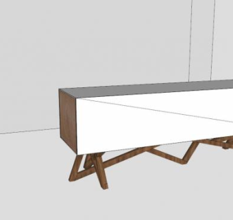 木制白色餐具柜SU模型下载_sketchup草图大师SKP模型