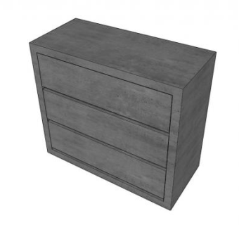 灰色简约边柜SU模型下载_sketchup草图大师SKP模型