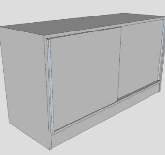 白色餐具柜推拉门SU模型下载_sketchup草图大师SKP模型