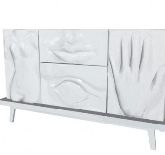 餐边柜人 体艺术白色SU模型下载_sketchup草图大师SKP模型