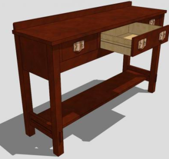 工匠风格的餐厅餐边柜SU模型下载_sketchup草图大师SKP模型