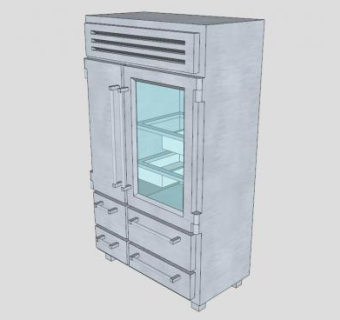 对开双门玻璃门电冰箱SU模型下载_sketchup草图大师SKP模型