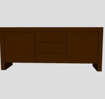 巧克力色餐具柜SU模型下载_sketchup草图大师SKP模型