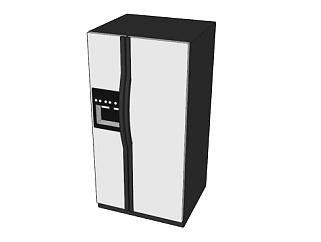 现代双开门电冰箱SU模型下载_sketchup草图大师SKP模型