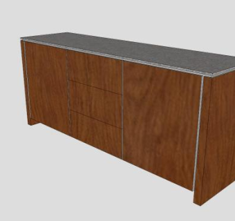 核桃现代餐具柜SU模型下载_sketchup草图大师SKP模型