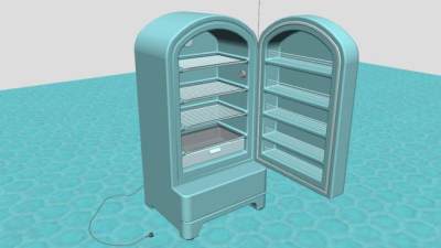 仿古单门式冰箱SU模型下载_sketchup草图大师SKP模型