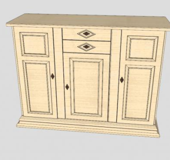 黄色现代餐具柜SU模型下载_sketchup草图大师SKP模型