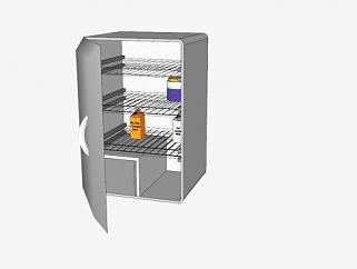不锈钢单门式电冰箱SU模型下载_sketchup草图大师SKP模型