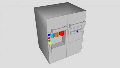 现代白色双门式电冰箱SU模型下载_sketchup草图大师SKP模型