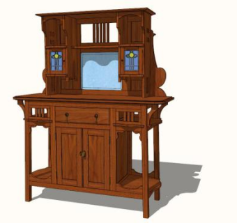 艺术和工艺品橡木餐具柜SU模型下载_sketchup草图大师SKP模型