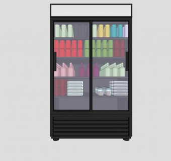 双玻璃门冷冻冰柜SU模型下载_sketchup草图大师SKP模型