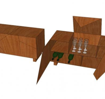 时髦的餐具柜SU模型下载_sketchup草图大师SKP模型