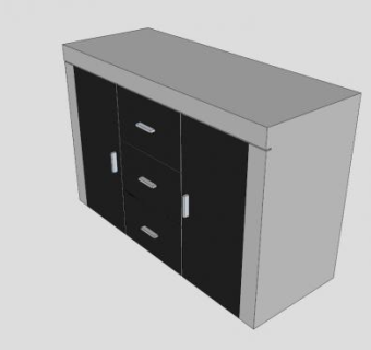 餐具柜黑色SU模型下载_sketchup草图大师SKP模型