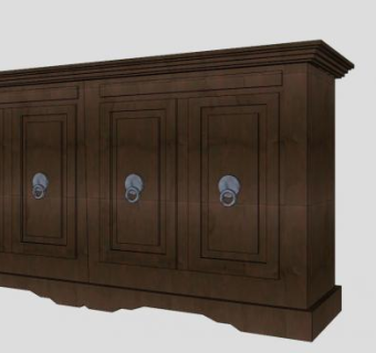 棕色餐边柜SU模型下载_sketchup草图大师SKP模型