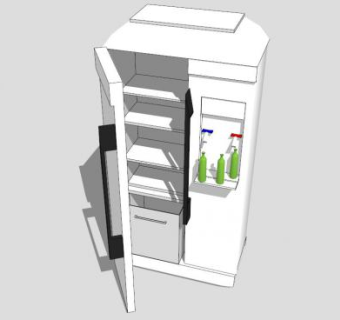 现代单门式冰箱SU模型下载_sketchup草图大师SKP模型