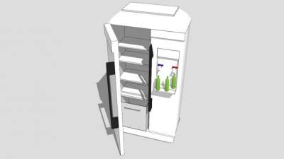 现代单门式冰箱SU模型下载_sketchup草图大师SKP模型