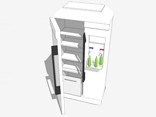 现代单门式冰箱SU模型下载_sketchup草图大师SKP模型