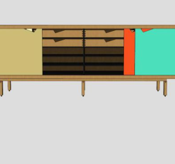 优雅餐边柜SU模型下载_sketchup草图大师SKP模型