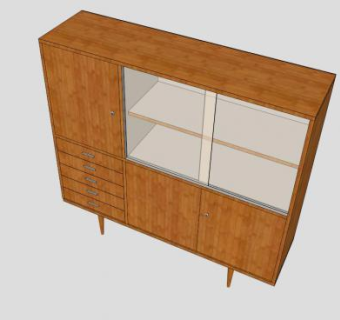 实木客厅餐边柜SU模型下载_sketchup草图大师SKP模型