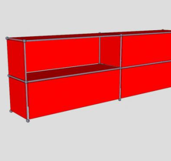 红色餐边柜SU模型下载_sketchup草图大师SKP模型