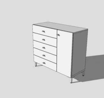 白色小型餐具柜SU模型下载_sketchup草图大师SKP模型
