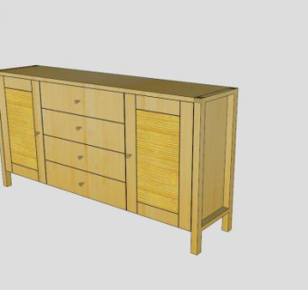 黄色现代餐边柜SU模型下载_sketchup草图大师SKP模型