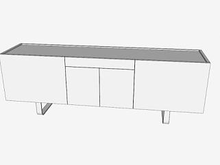 地平线木餐具柜SU模型下载_sketchup草图大师SKP模型