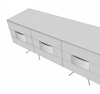白色特色餐具柜SU模型下载_sketchup草图大师SKP模型