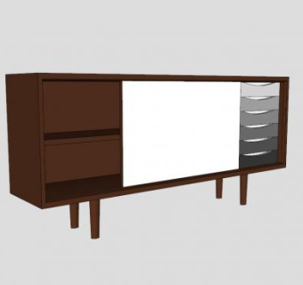 中世纪风格餐边柜SU模型下载_sketchup草图大师SKP模型